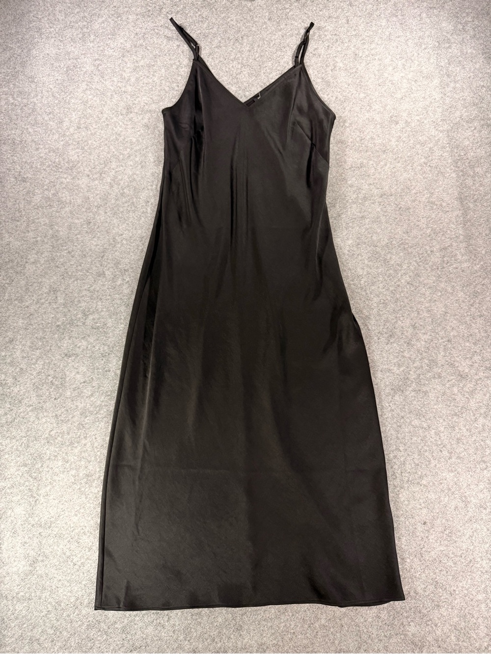 Express Black Satin Slip Midi Dress Adjustable Straps Size Small - Picture 2 of 7
